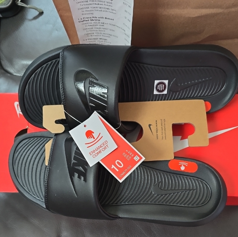 Nike Black Slides with Logo